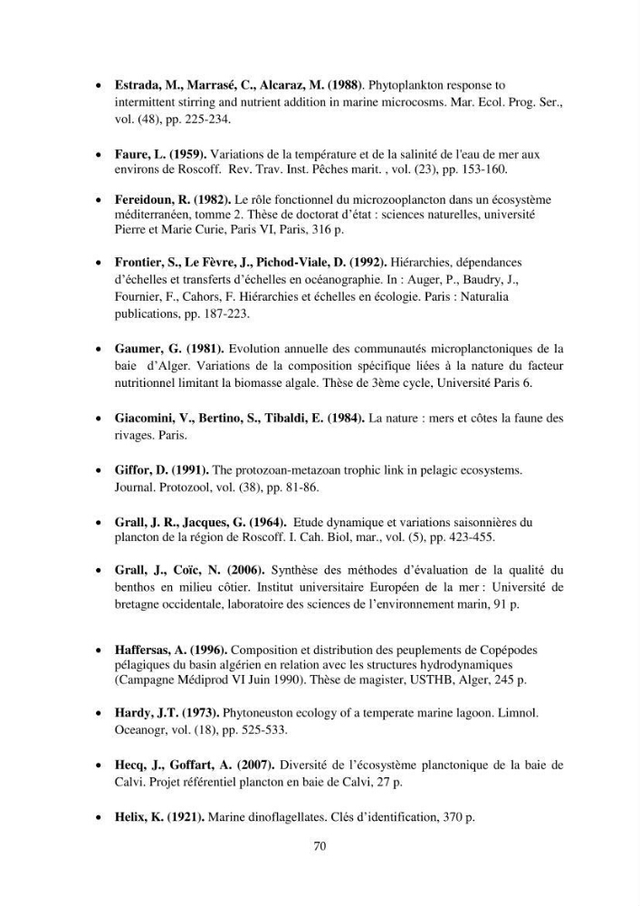 La corrélation entre les paramètres physiques et la densité de microplancton dans la côte Algérienne