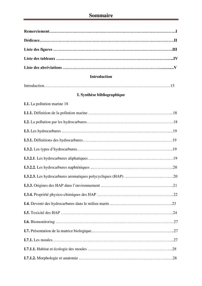 Evaluation du taux des hydrocarbures aromatiques polycycliques chez le mollusque Patella.sp et les moules du littoral Algérois: