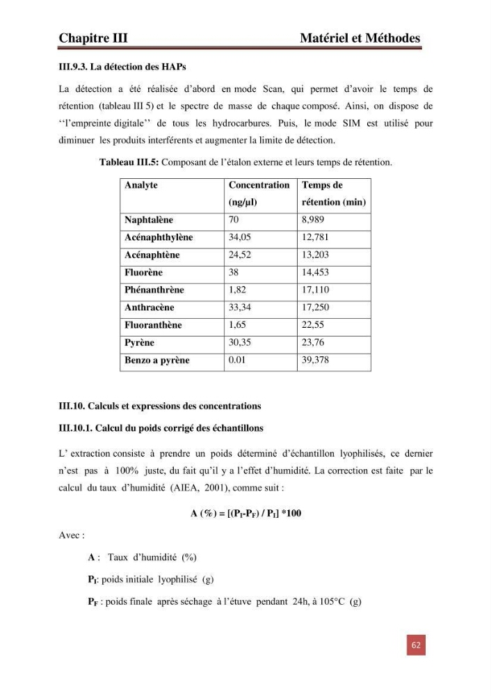 Evaluation du taux des hydrocarbures aromatiques polycycliques chez le mollusque Patella.sp et les moules du littoral Algérois: