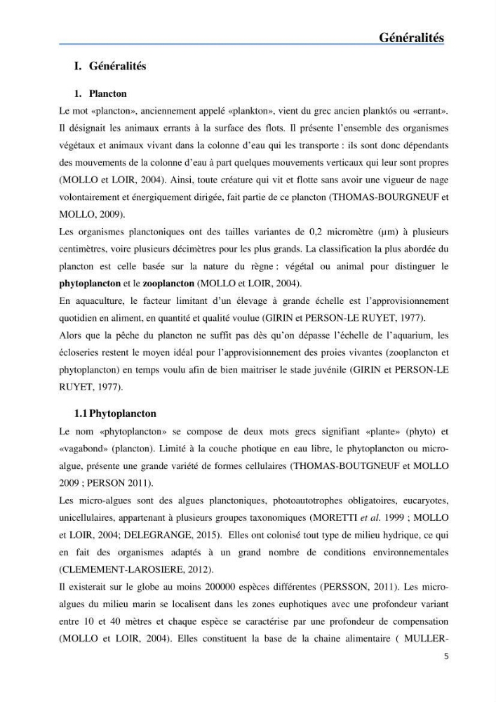 Fonctionnement d’une écloserie marine cas du CNRDPA et production de proies vivantes (Chlorella ellipsoïdae et Brachionus plicatilis):