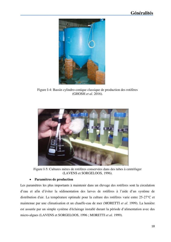 Fonctionnement d’une écloserie marine cas du CNRDPA et production de proies vivantes (Chlorella ellipsoïdae et Brachionus plicatilis):