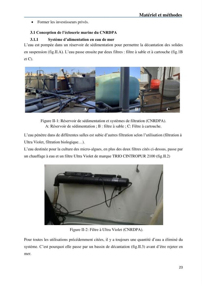 Fonctionnement d’une écloserie marine cas du CNRDPA et production de proies vivantes (Chlorella ellipsoïdae et Brachionus plicatilis):