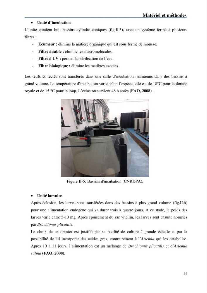 Fonctionnement d’une écloserie marine cas du CNRDPA et production de proies vivantes (Chlorella ellipsoïdae et Brachionus plicatilis):