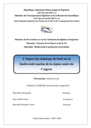 L'impact du chalutage de fond sur la biodiversité marine de la région centre de l'Algérie L'impact du chalutage de fond sur la biodiversité marine de la région centre de l'Algérie