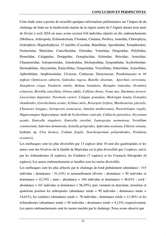 L\'impact du chalutage de fond sur la biodiversité marine de la région centre de l\'Algérie
