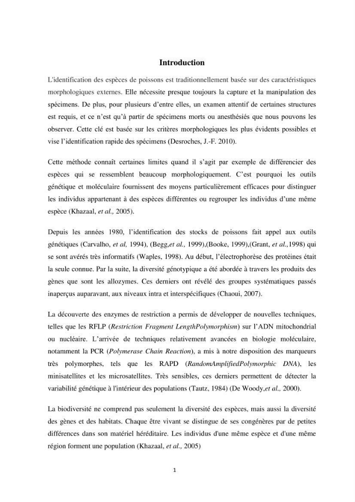 Contribution a la caractérisation systématique et morphologique des poissons :
