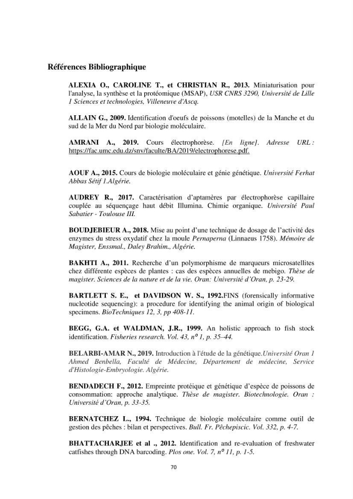 Contribution a la caractérisation systématique et morphologique des poissons :
