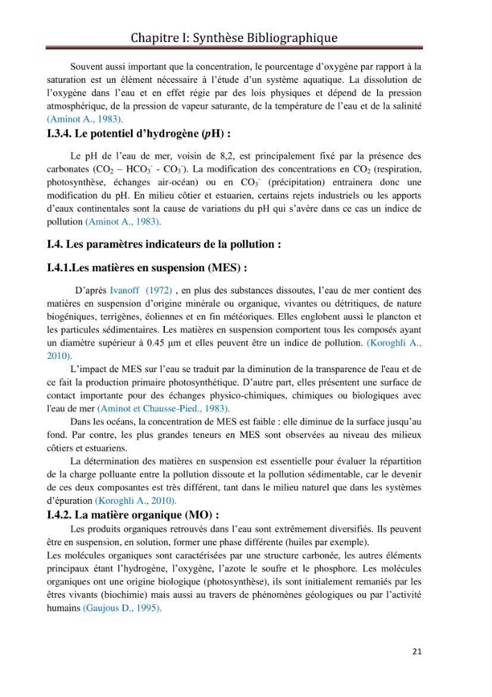 Etat de la pollution par les hydrocarbures du sédiment superficiel dans le port d\'Alger: bassin Mustapha