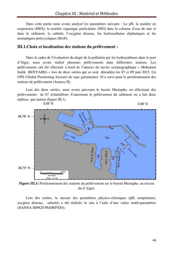 Etat de la pollution par les hydrocarbures du sédiment superficiel dans le port d\'Alger: bassin Mustapha