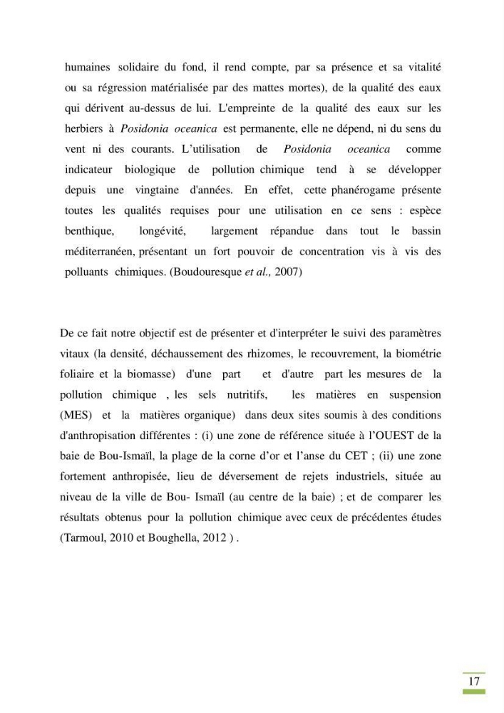 Contribution à l\'étude des paramètres vitaux de l\'herbier à posidonie ( Posidonia oceanica) en relation avec la pollurtion: