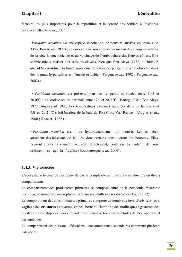 Contribution à l\'étude des paramètres vitaux de l\'herbier à posidonie ( Posidonia oceanica) en relation avec la pollurtion: