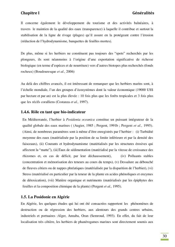 Contribution à l\'étude des paramètres vitaux de l\'herbier à posidonie ( Posidonia oceanica) en relation avec la pollurtion: