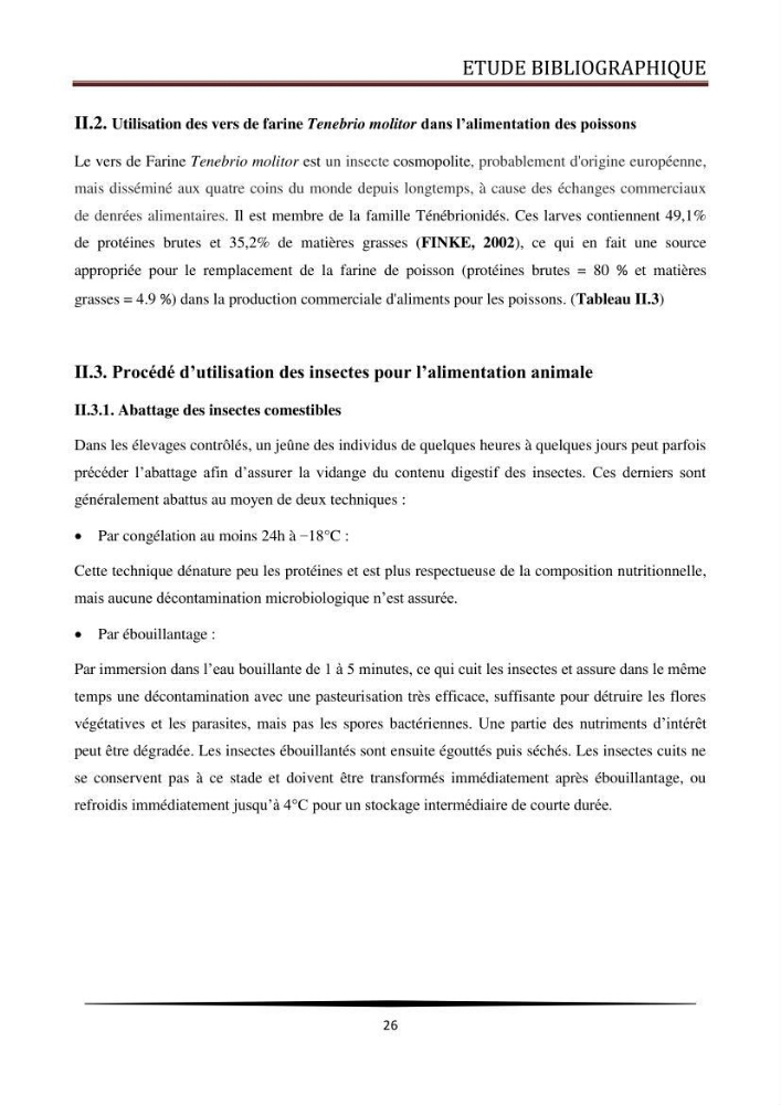 Valorisation de la culture des vers de farine dans l\'alimentation du Tilapia du Nil Oreochromis niloticus (Linnaeus, 1758°