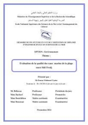 Evaluation de la qualité des eaux marine de la plage ouest Sidi Fredj.: