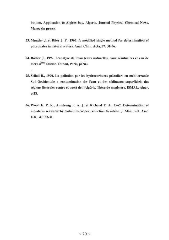 Evaluation de la qualité des eaux marine de la plage ouest Sidi Fredj.: