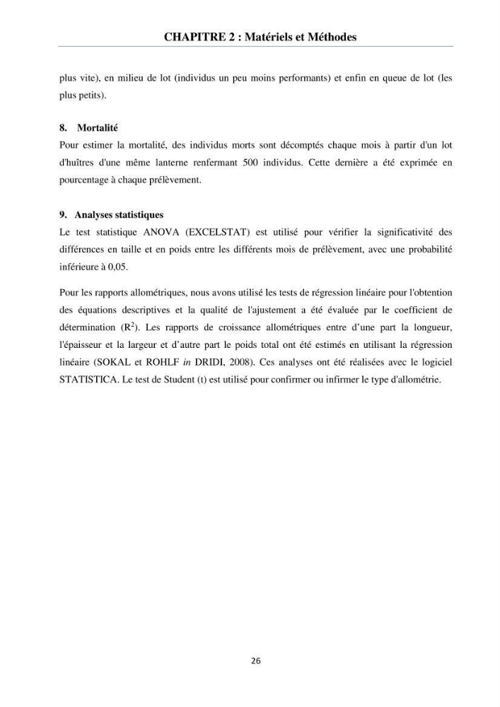 Etude des performances de croissance de l\'huître Crassostrea gigas (THUNBERG, 1793) triploïde de l\'élevage Cultures Marines (Tipaza)