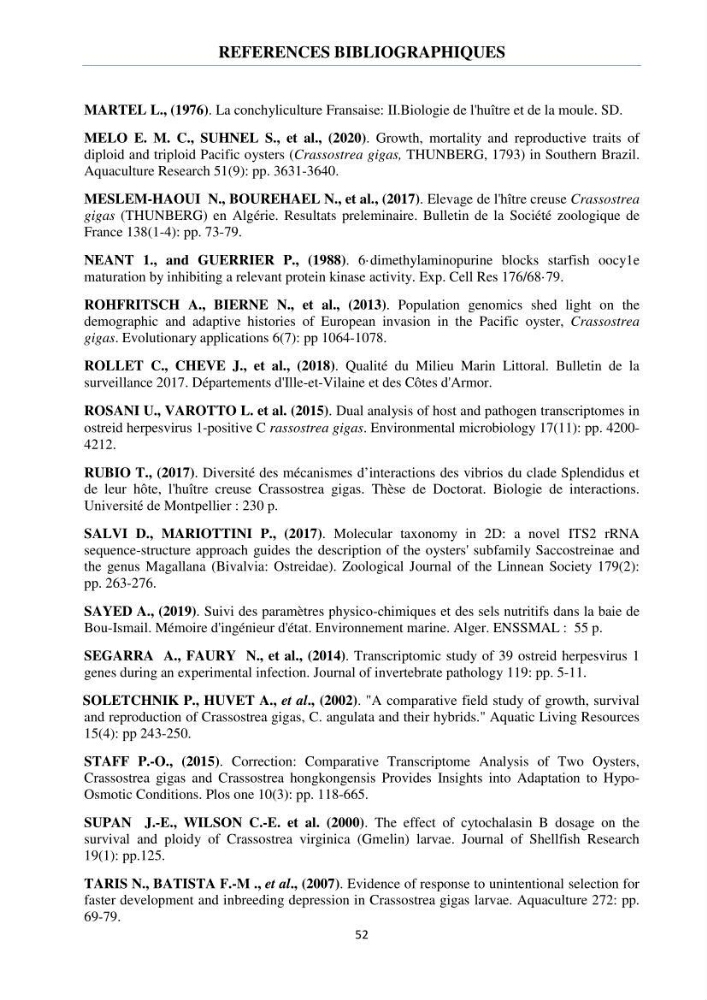 Etude des performances de croissance de l\'huître Crassostrea gigas (THUNBERG, 1793) triploïde de l\'élevage Cultures Marines (Tipaza)