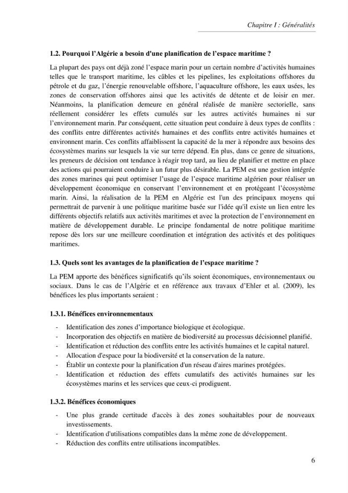Etat des lieux de la planification de l\'espace maritime en Algerie