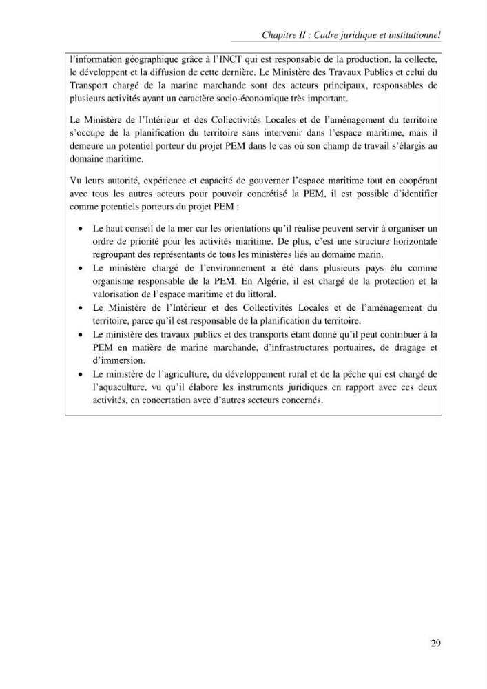 Etat des lieux de la planification de l\'espace maritime en Algerie