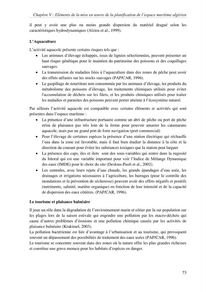 Etat des lieux de la planification de l\'espace maritime en Algerie