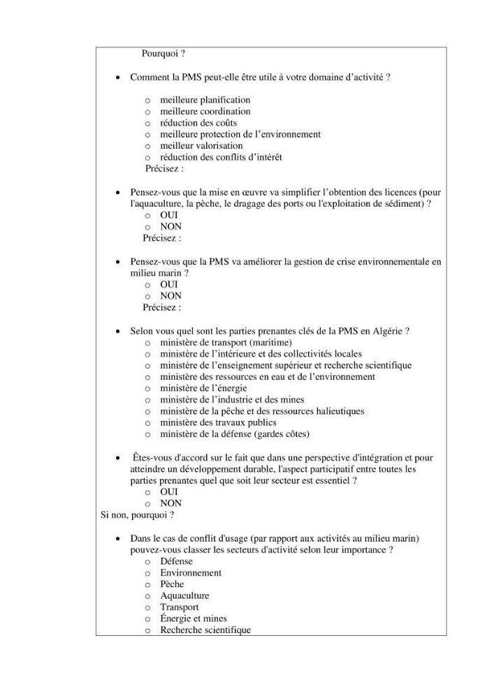 Etat des lieux de la planification de l\'espace maritime en Algerie