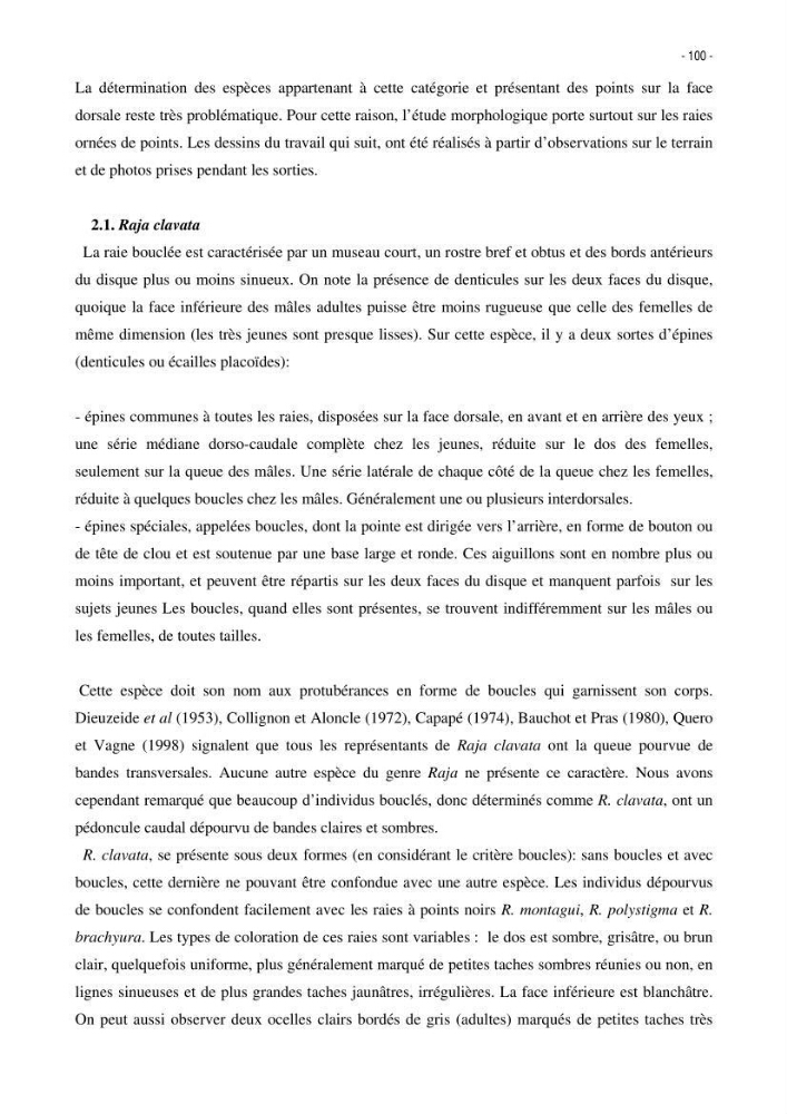 Les Sélaciens de la côte algérienne, biosystématique des requins et les raies