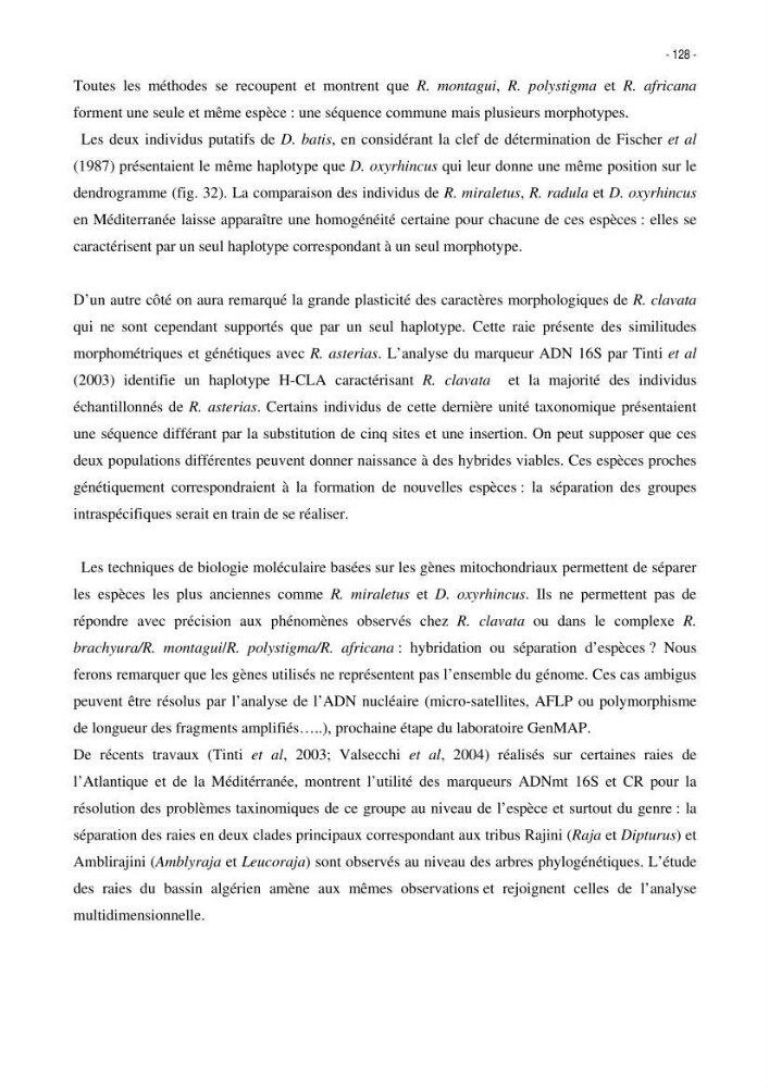 Les Sélaciens de la côte algérienne, biosystématique des requins et les raies