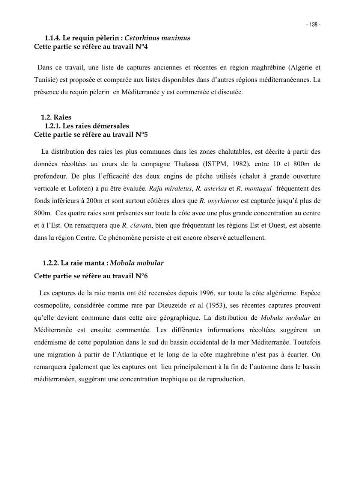 Les Sélaciens de la côte algérienne, biosystématique des requins et les raies