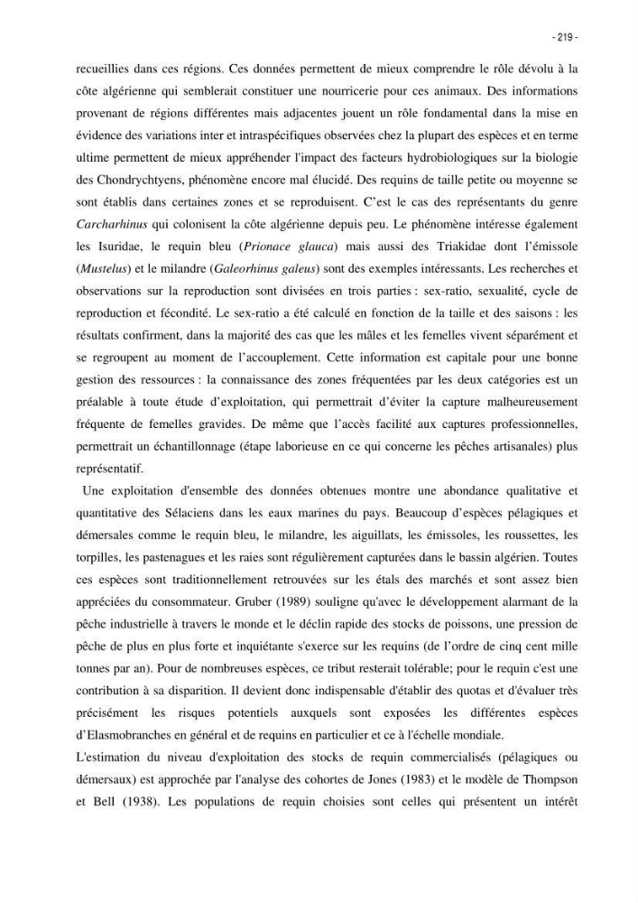 Les Sélaciens de la côte algérienne, biosystématique des requins et les raies