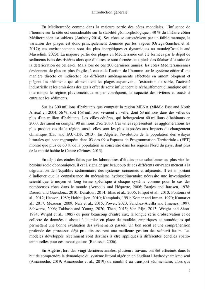 Dynamique et évolution morphosédimentaire des plages sableuses de l\'étude des processus à la modelisation: application sur trois sites du littoral algérois
