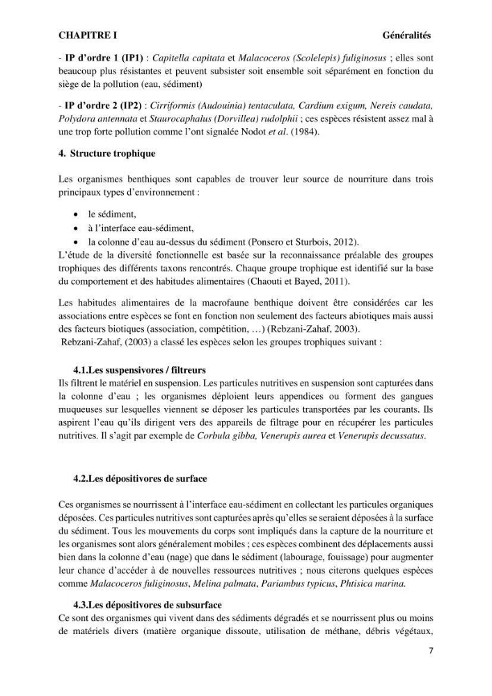 Caractérisation des biocenoces benthiques des côtes Algériennes