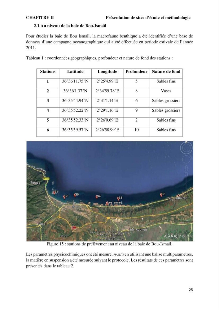 Caractérisation des biocenoces benthiques des côtes Algériennes