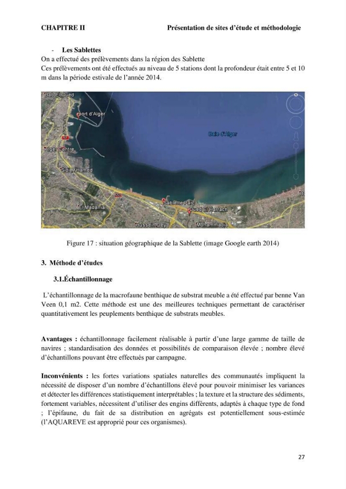 Caractérisation des biocenoces benthiques des côtes Algériennes