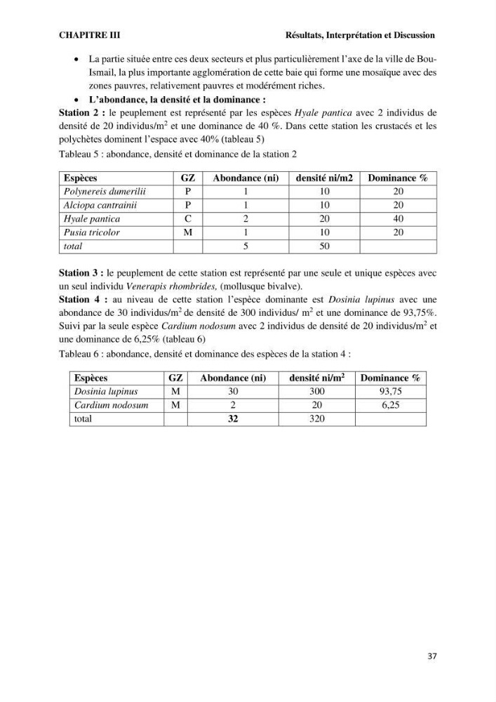 Caractérisation des biocenoces benthiques des côtes Algériennes