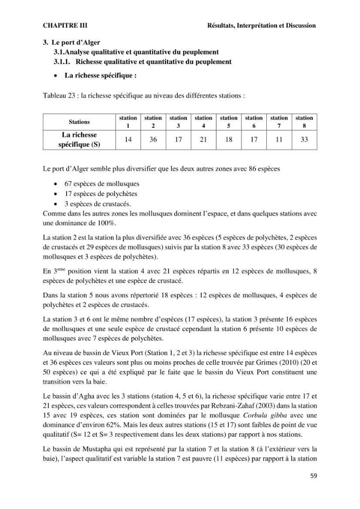 Caractérisation des biocenoces benthiques des côtes Algériennes