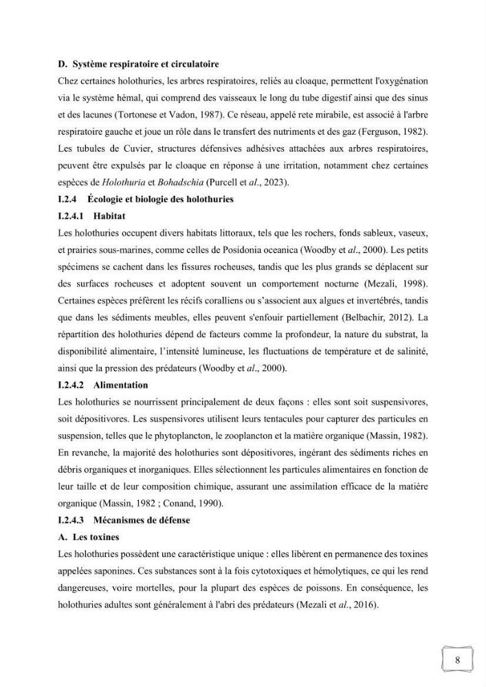 Contribution à la valorisation des coproduits des espèces d\'holothurie ( concombre de mer ) pêchées dans la côte algérienne
