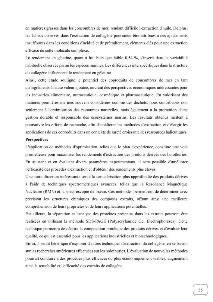 Contribution à la valorisation des coproduits des espèces d\'holothurie ( concombre de mer ) pêchées dans la côte algérienne
