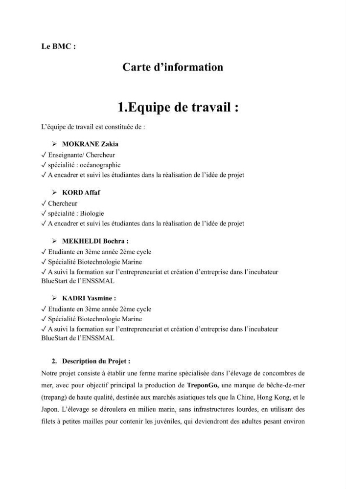 Contribution à la valorisation des coproduits des espèces d\'holothurie ( concombre de mer ) pêchées dans la côte algérienne