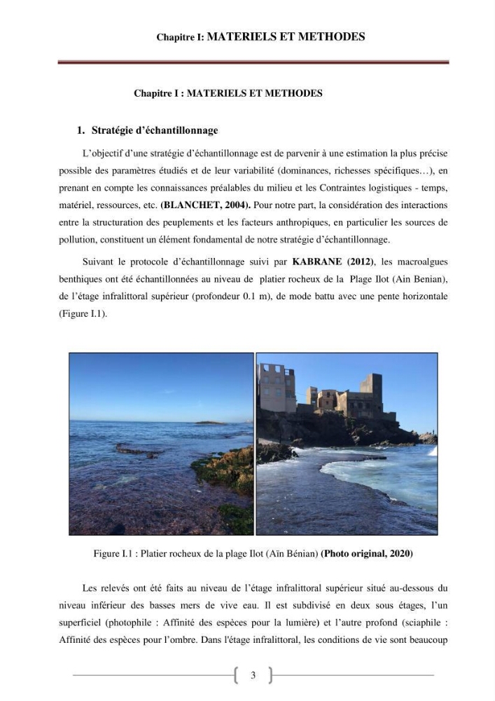 Bioévaluation de la qualité des eaux marines côtières les peuplements macrophytes benthiques.