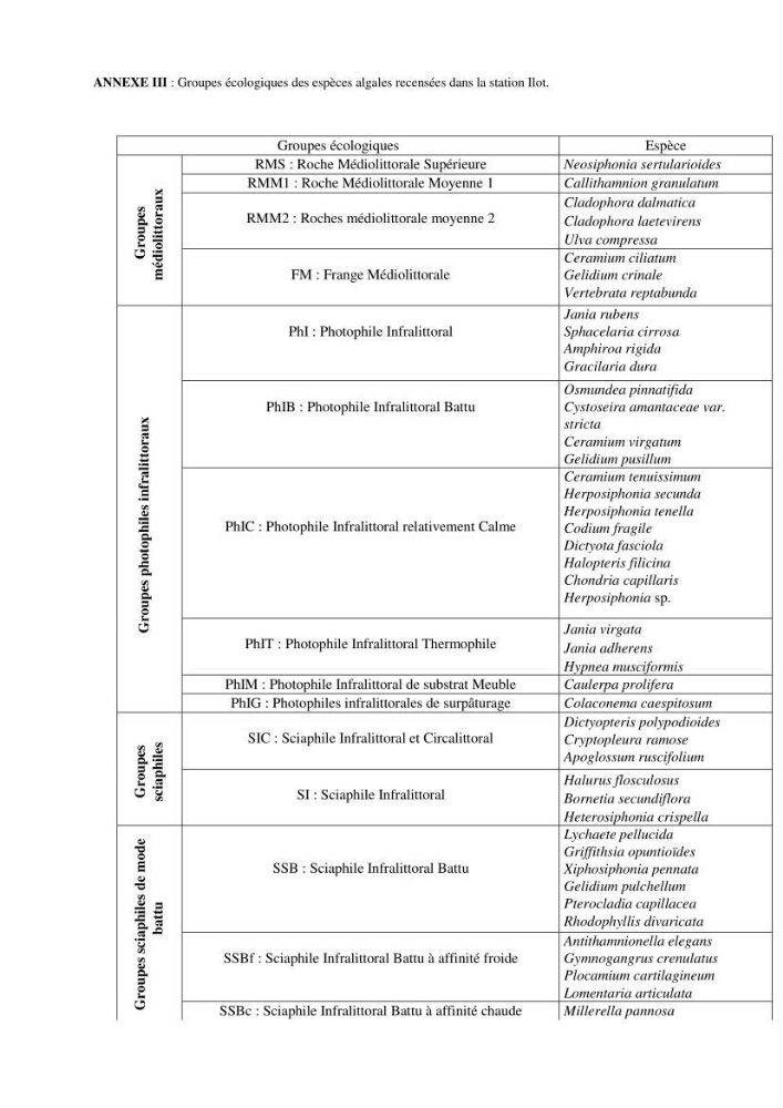 Bioévaluation de la qualité des eaux marines côtières les peuplements macrophytes benthiques.