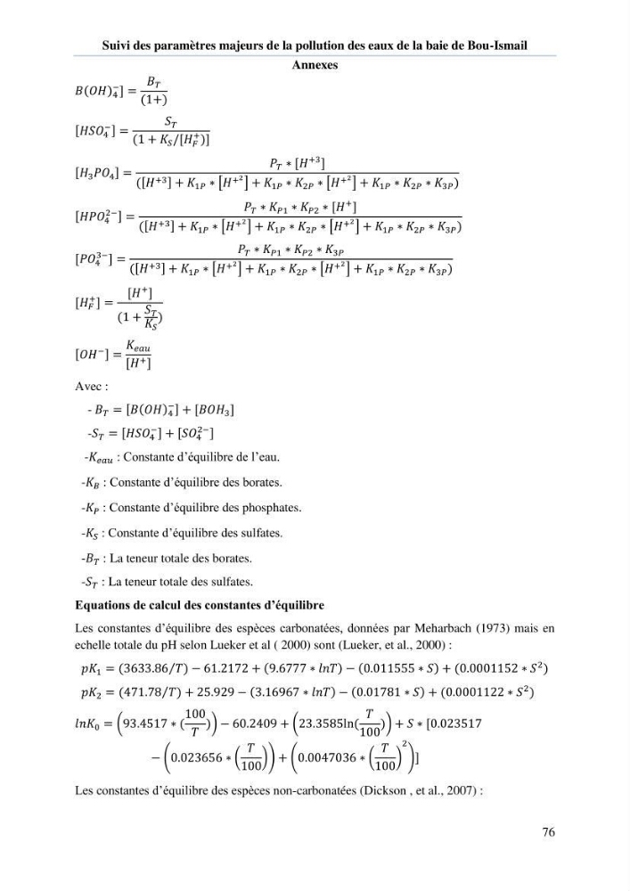 Etude de l\'eutrophisation et du système des carbonates dans la baie de Bou-Ismail en printemps 2015