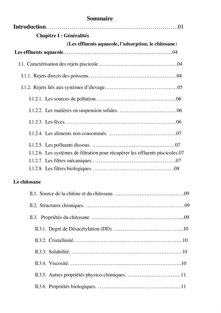 Valorisation d’un biopolymère (cas de chitosane) dans le processus du traitement des effluents piscicole