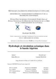 Hydrologie et circulation océanique dans le bassin Algerien: