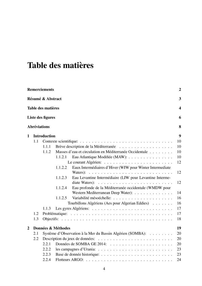 Hydrologie et circulation océanique dans le bassin Algerien: