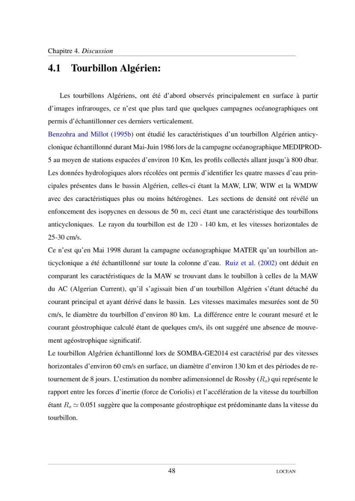 Hydrologie et circulation océanique dans le bassin Algerien: