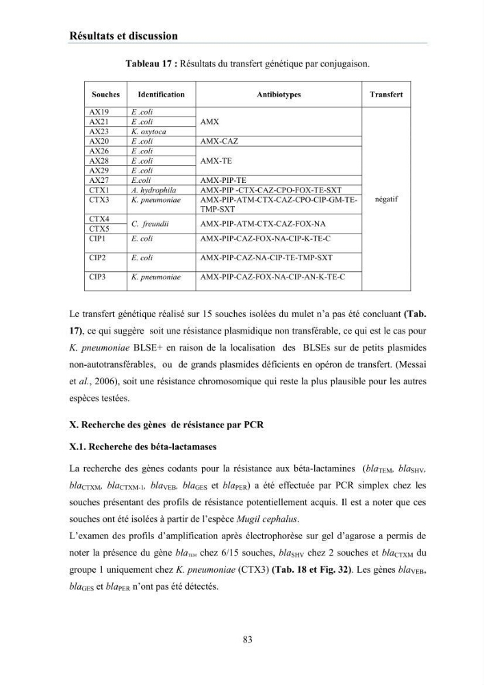 Evaluation et caractérisation de la résistance aux antibiotiques chez des bactéries à Gram négatif isolées à partir de milieux et d’animaux aquatiques