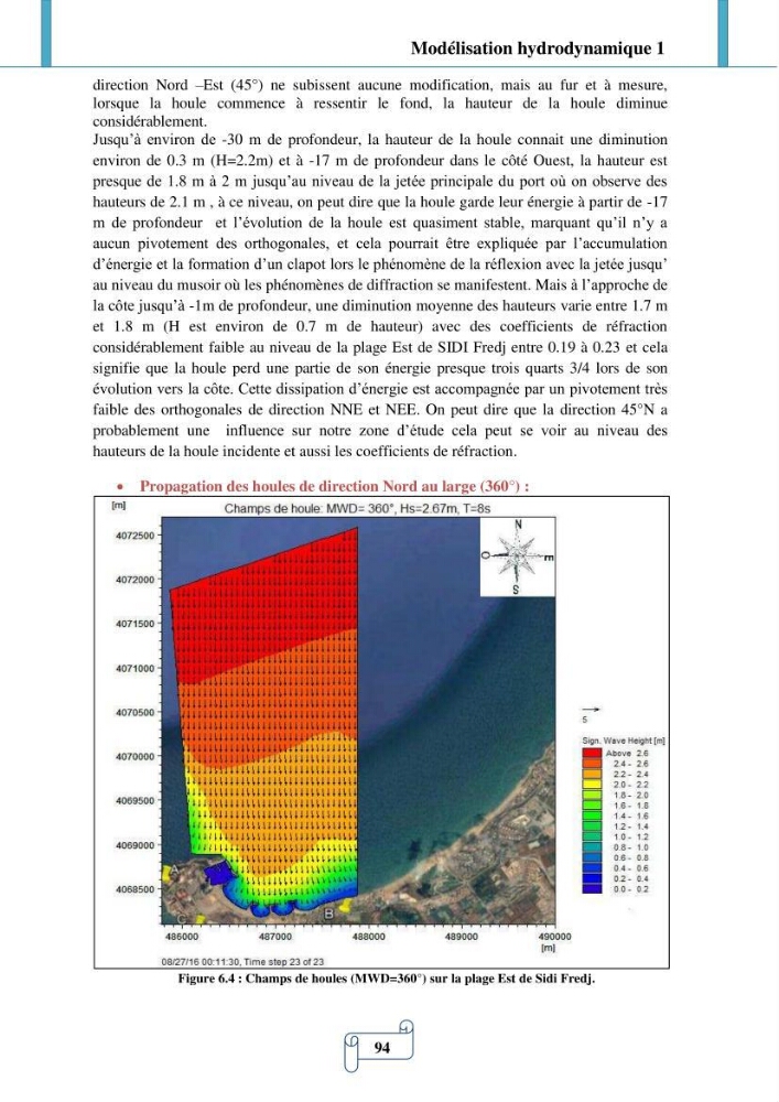 Modélisation numérique de la morphodynamique d\'une côte sableuse soumise à l\'effet des vagues et des houles cas : Plge de Sidi Fredj