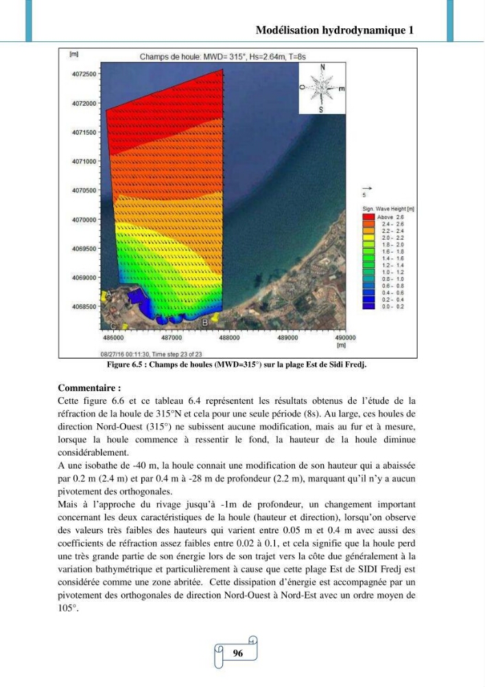 Modélisation numérique de la morphodynamique d\'une côte sableuse soumise à l\'effet des vagues et des houles cas : Plge de Sidi Fredj