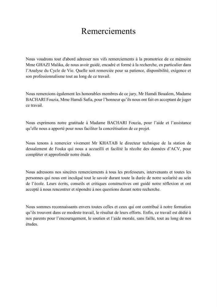 Analyse du cycle de vie du dessalement de l\'eau de mer en baie de Bou-Ismail: evaluation de la performance environnementale de la station de Fouka