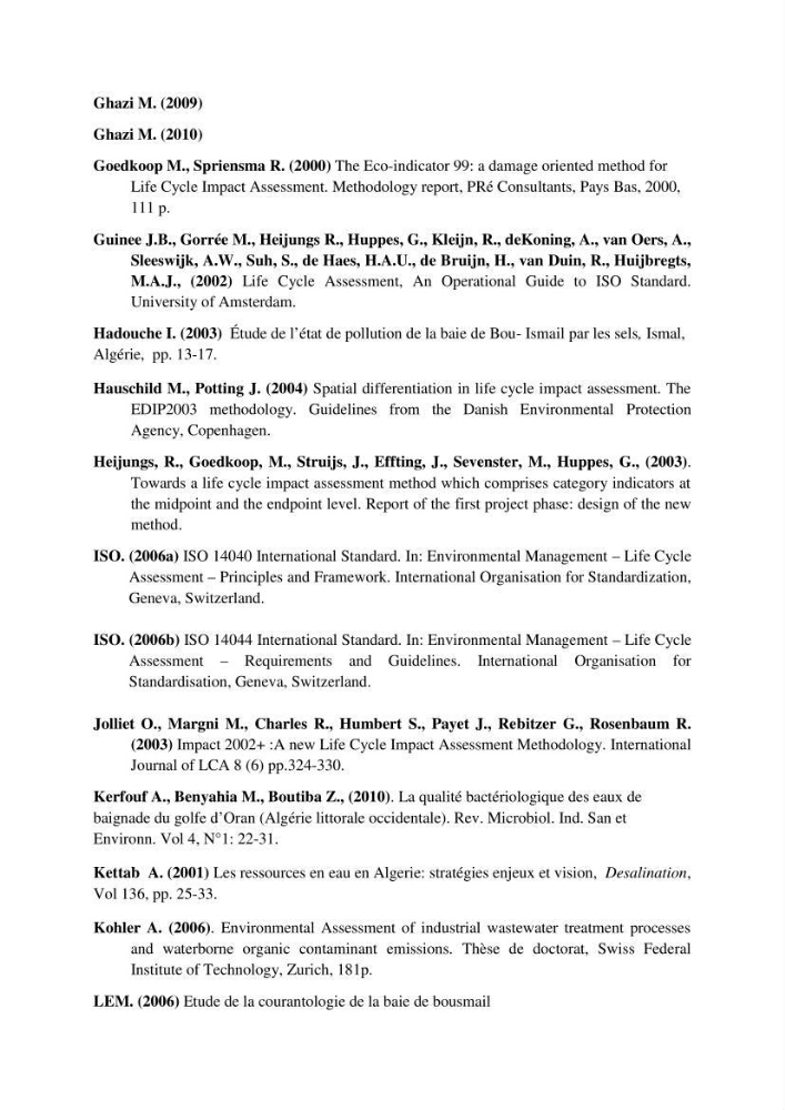 Analyse du cycle de vie du dessalement de l\'eau de mer en baie de Bou-Ismail: evaluation de la performance environnementale de la station de Fouka